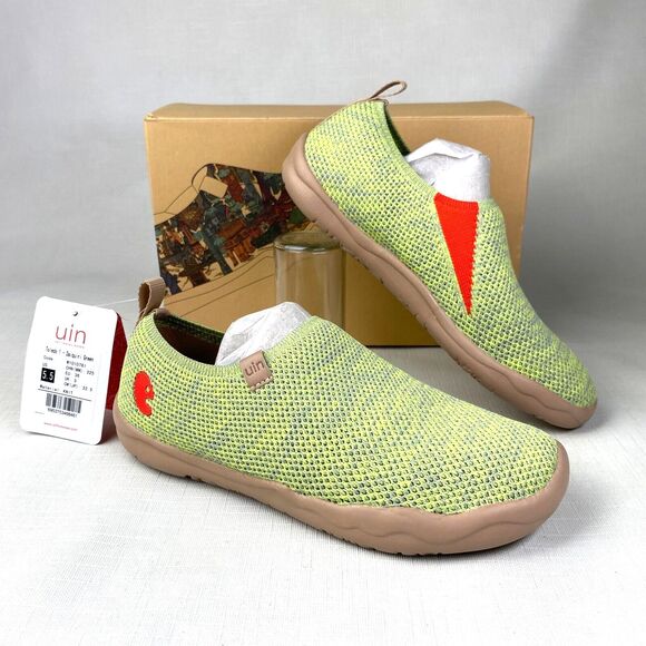 NEW in BOX! UIN "Toledo 1- Daiquiri Green" KNIT ART TRAVEL Shoes! Slip On Sz 5.5 - Picture 1 of 12